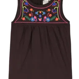 Cherry Crumble By Nitt Hyman Kids Brown Embroidered Top-image-72