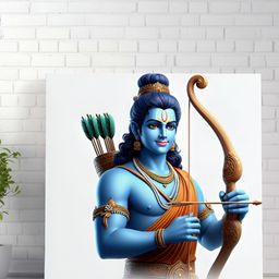 Livin'luxe Blue & White Shri Ram Printed Canvas Wall Painting-picture-13