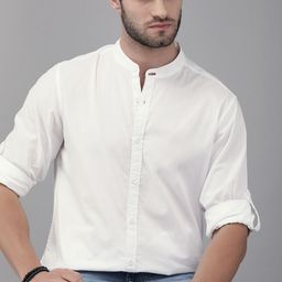 Roadster Men White Pure Cotton Casual Shirt-image-96