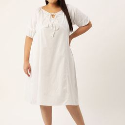 theRebelinme Women Tie-Up Neck Pure Cotton Plus Size A-Line Midi Dress-picture-18