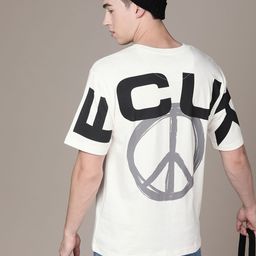 FCUK Round Neck Graphic Printed Oversized Fit Pure Cotton T-shirt-image-23