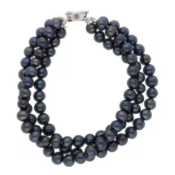 Sri Jagdamba Pearls Black & Pearl White Alloy Classic Bracelet-40