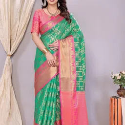 SILKWEAR Ethnic Motifs Woven Design Zari Patola Saree-picture-31