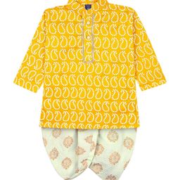 BAESD Boys Paisley Printed Mandarin Collar Kurta With Dhoti Pants-image-72