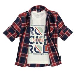CAVIO Full Sleeves Checkered Shirt With Tee - Red & Blue-image-85