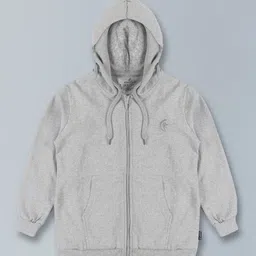 Kiddopanti Full Sleeves Solid Hooded Sweatshirt - Grey Melange-picture-15