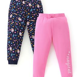 Babyhug Cotton Knit Lounge Pants Unicorn Print Pack of 2 - Blue & Pink-picture-16