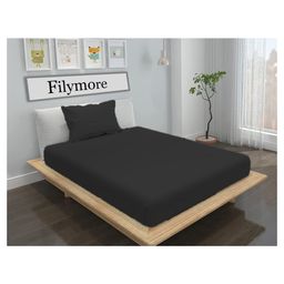 Filymore 240TC Pure Microfiber Plain Single Bed Bedsheet with 1 Pillow Cover - Black-image-39