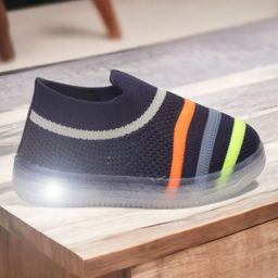 Lil Lollipop Mesh Detailed Slip On LED Shoes - Navy Blue-image-57