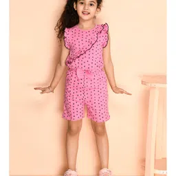Kids Cave Frill Sleeves Floral Printed Jumpsuit - Pink-picture-43