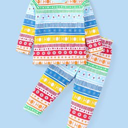 Babyhug Cotton Knit Full Sleeves Printed Night Suit - Blue-picture-28