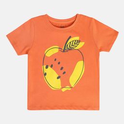 MINI KLUB Cotton Half Sleeves Apple Printed Top - Orange-image-69