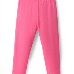 Babyhug Cotton Lycra Full Length Skinny Fit Solid Leggings with Stretch - Pink-picture-1