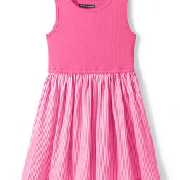 Pine Kids Cotton Knit Sleeveless Solid Color Frock- Dark Pink-image-50