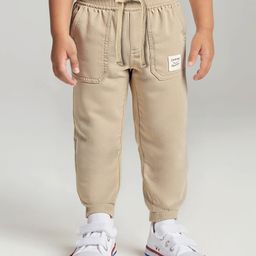 Babyhug Twill Woven Full Length Solid Coloured Trousers With Stretch - Beige-image-30