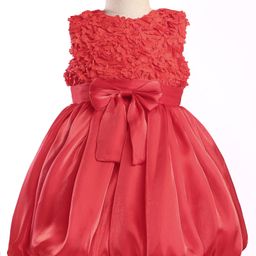Mark & Mia Sleeveless Party Dress With Floral & Bow Applique - Red-image-0