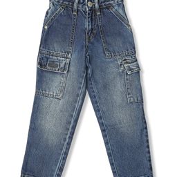 LEO Denim Mild Washed Cargo Jeans - Blue-image-91