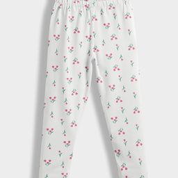 Orange Sugar Cotton Lycra Knit Tulips Printed Stretchable Leggings - White-image-14