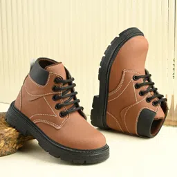 Stefens Colour Blocked Lace Up Derby Boots - Tan-picture-28