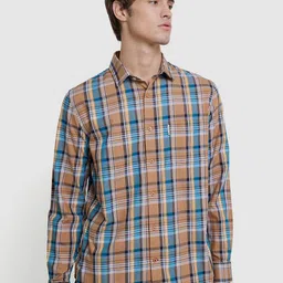 BEN SHERMAN Men Classic Fit Tartan Checked Spread Collar Cotton Casual Shirt-image-94