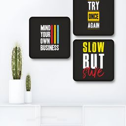 Aura Black & Yellow 3 Pieces Motivational Quotes Wood Wall Art-image-33