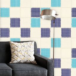 ArtzFolio Printed UV-Resistant Anti-Bacterial Blue Beige Patchwork Art Peel & Stick Wallpaper-image-71