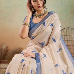 PBS PRINTS Floral Printed Zari Silk Cotton Saree-image-57