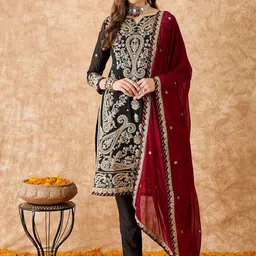 SHADOW & SAINING Embroidered Silk Georgette Unstitched Dress Material-image-13