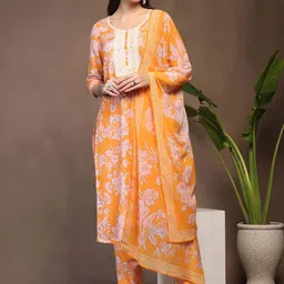 Moda Rapido Women Floral Printed Regular Kurta with Trousers & With Dupatta-image-96