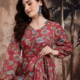 Sangria Floral Print Co-ords With a Tie-Ups Belt-29