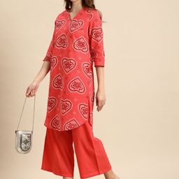 Anouk Women Pure Cotton Bandhani Printed Regular Kurta with Palazzos-picture-19
