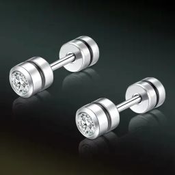 Peora Silver Plated 316L Stainless Steel Cubic Zirconia Studded Stud Earrings-image-2