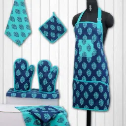 Swayam Navy Kitchen Apron Combo - Set of 8-16