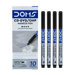 Doms Black Extra Fine Plastic CD-DVD/OHP Marker Pen, 7662 (Pack of 10 Pcs)-image-12