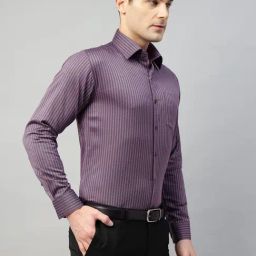 Hancock Purple Slim Fit Striped Shirt-picture-36