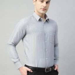 Hancock Grey Slim Fit Striped Shirt-image-119