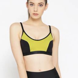 Lady Lyka Green & Black Non Wired Non Padded Sports Bra-image-85