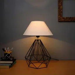 Homesake Black Metal Diamond Table Lamp with White Shade - Set of 1-29