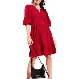 Sera Maroon A-Line Dress-image-7