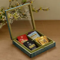 Unravel India Blue Wood Utility Box - Set of 1-16