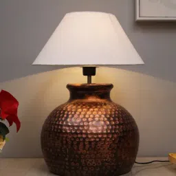 Homesake White Hammered Oil-Rubbed Bronze Metal Table Lamp-26