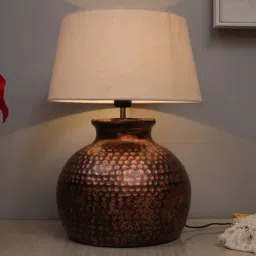 Homesake Beige Hammered Oil-Rubbed Bronze Metal Table Lamp-35