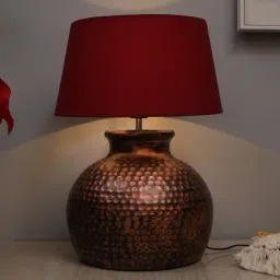 Homesake Red Hammered Oil-Rubbed Bronze Metal Table Lamp-37