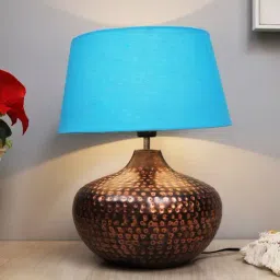 Homesake Blue Hammered Oil-Rubbed Bronze Metal Table Lamp-46