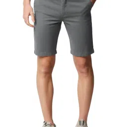 Basics Comfort Fit Poppy Seed Grey Pure Cotton Twill Shorts-picture-13