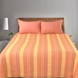 Saral Home Abstract Orange 155 TC Cotton King Sized Bed Sheet with 2 Pillow Covers-34