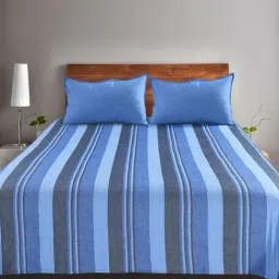 Saral Home Abstract Blue 155 TC Cotton King Sized Bed Sheet with 2 Pillow Covers-image-99