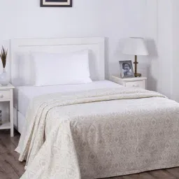 Maspar Rustic Clash Senna Printed Beige 318 TC Cotton Blend Single Size Bed Cover-30