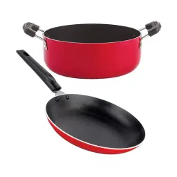Nirlon Red Aluminium Non-Stick Casserole and Tapper Pan Set of 2-picture-41