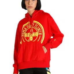 Puma Red Cotton Printed Hoodie-18